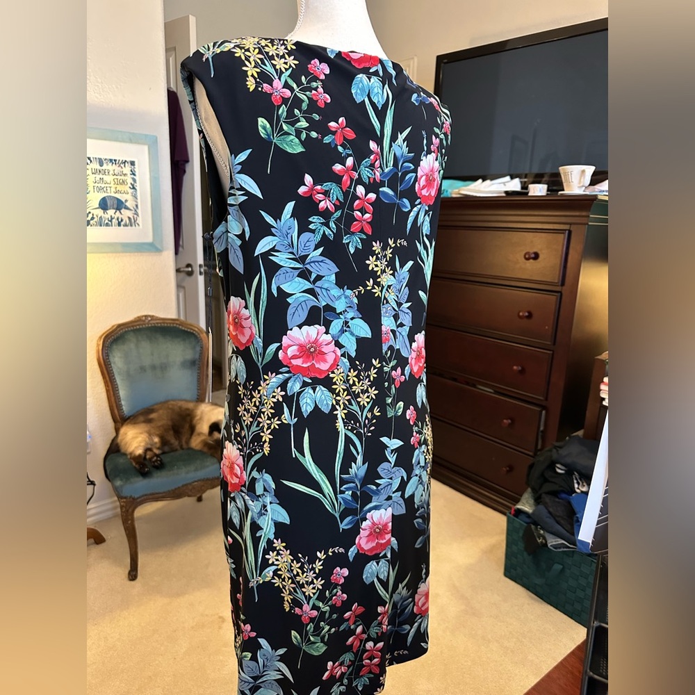 Tommy Hilfiger Navy Floral Sleeveless Sheath Midi Dress Women's Size 12- NWT - Picture 4 of 5